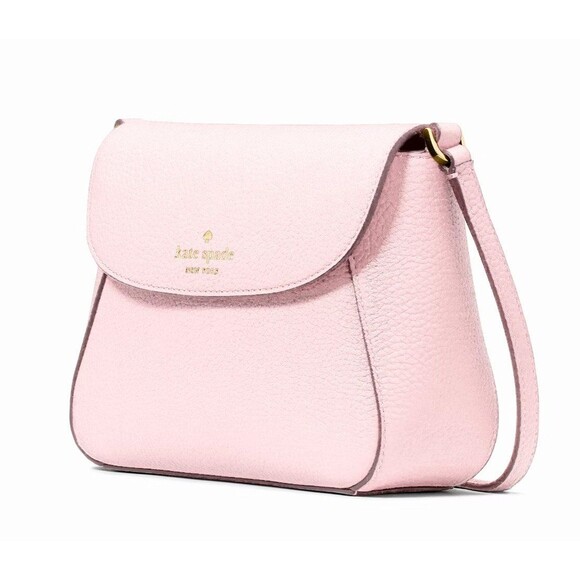 New Kate Spade Monica Mini Flap Crossbody bag Pebble Leather Shimmer Pink - Picture 2 of 5